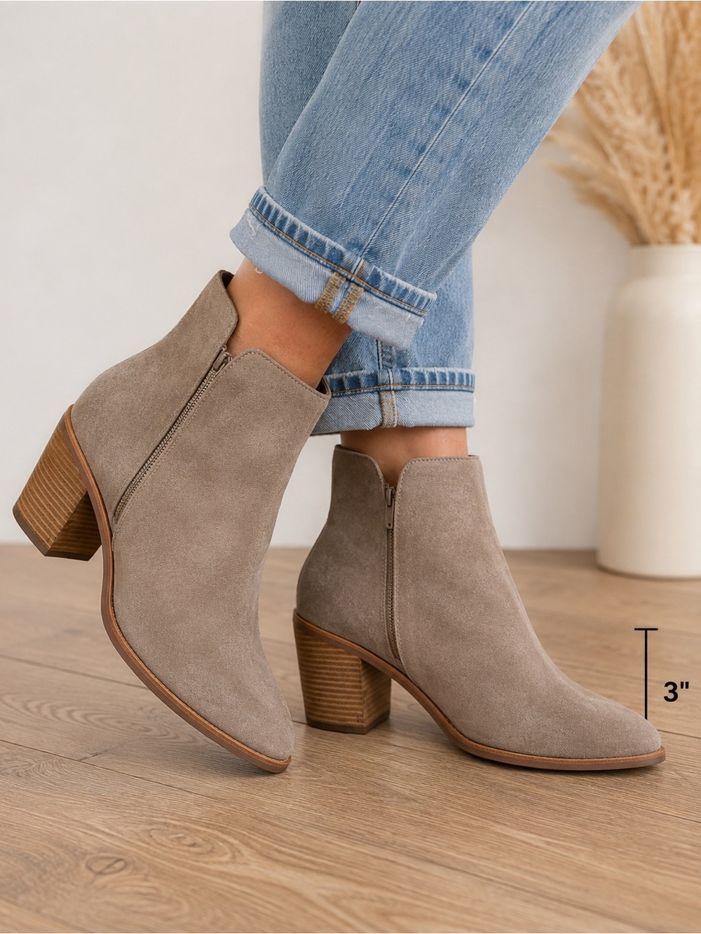 Jeffery Campbell Suede Taupe Ankle Booties with Block Heel - Women size 11 boots